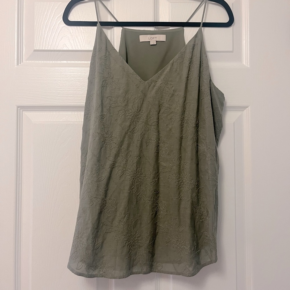 🍃 Sage Colored Camisole Blouse from LOFT, Size L - Picture 1 of 5